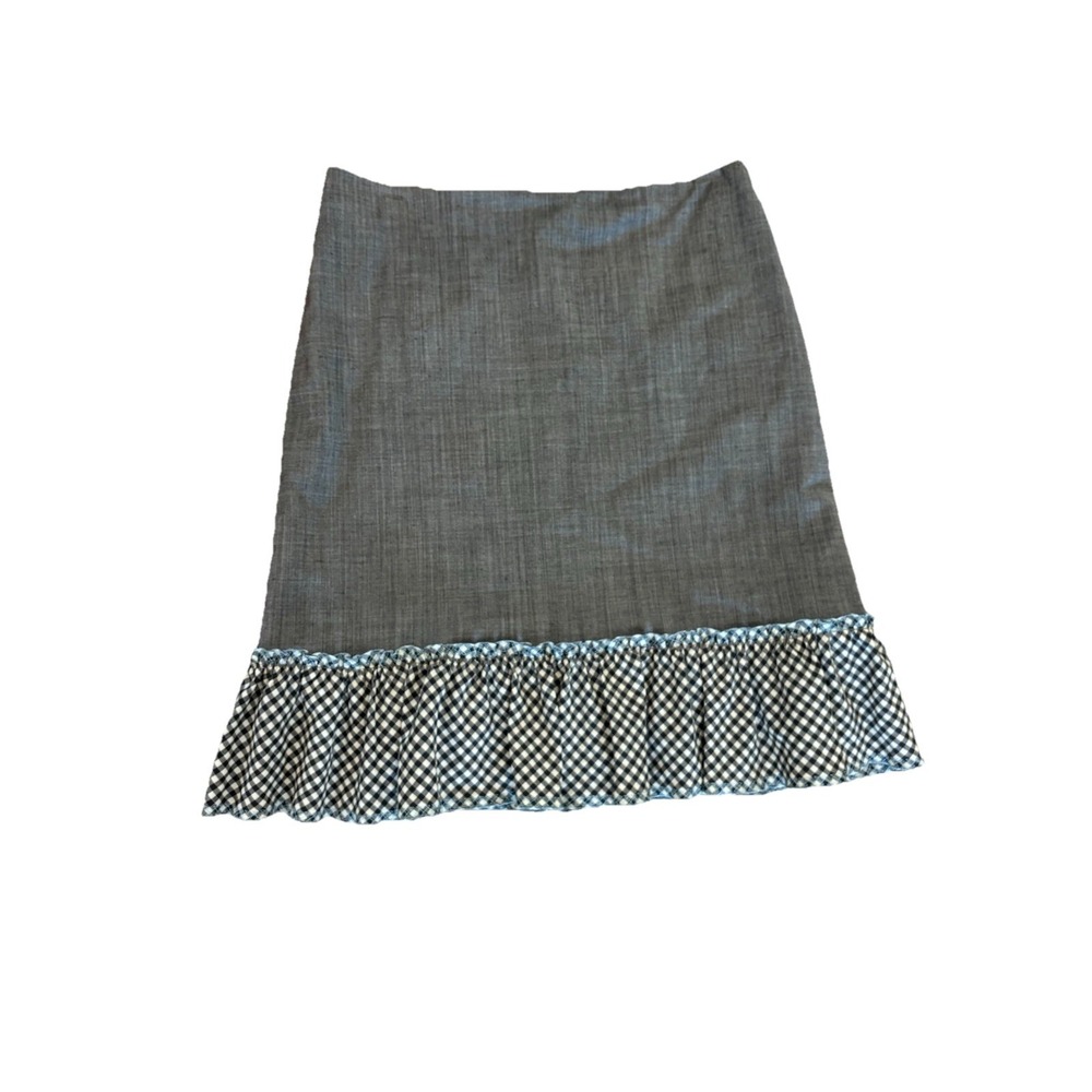 Moschino Cheap and Chic Wool Blend Skirt Lined Plaid Ruffle IT40 US 10 Waist 32"